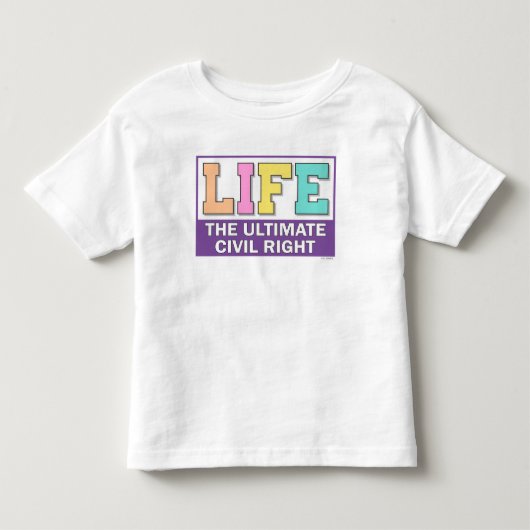 Toddler t-shirt with a pro-life message. (Voorkant)