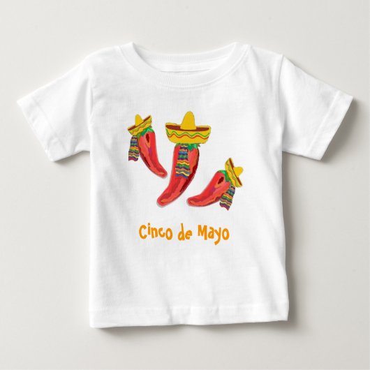 Toddler Tee Shirt. Chili Peppers, Cinco de Mayo (Voorkant)