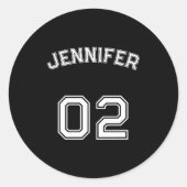 Toddler Teen Girl Name Jersey Number Nk Srts Ronde Sticker (Voorkant)