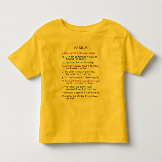 Toddler's Rules Kinder Shirts (Voorkant)