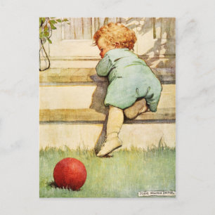 Toddling Baby Boy en Red Ball Briefkaart