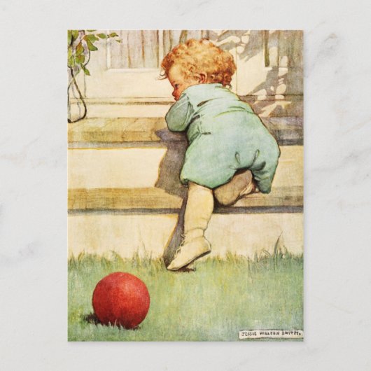 Toddling Baby Boy en Red Ball Briefkaart (Voorkant)