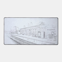 Todmorden Railway Station Minimalist Pencil Sketch Bureaumat