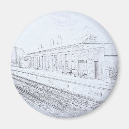 Todmorden Railway Station Minimalist Pencil Sketch Magneet