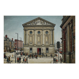 Todmorden Town Hall in Lowry-stijl Perfect Poster