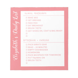 ToDo List Morning Evening Aangepersonaliseerd Roze Notitieblok