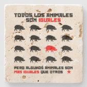 Todos los animales son iguales 2 stenen onderzetter (Voorkant)
