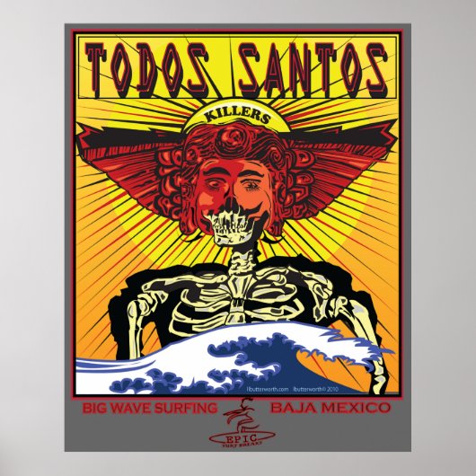 TODOS SANTOS BAJA MEXICO SURFBREAK SURFING POSTER (Voorkant)