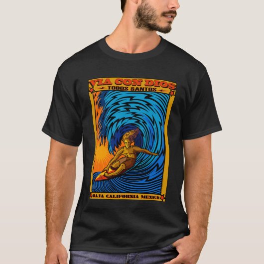 TODOS SANTOS SURFING BAJA MEXICO T-SHIRT (Voorkant)