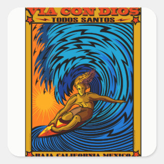TODOS SANTOS SURFING BAJA MEXICO VIERKANTE STICKER