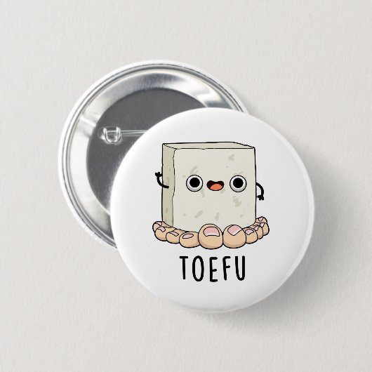 Toe-fu Funny Food Tofu Pun Ronde Button 5,7 Cm (Voorkant /achterkant)