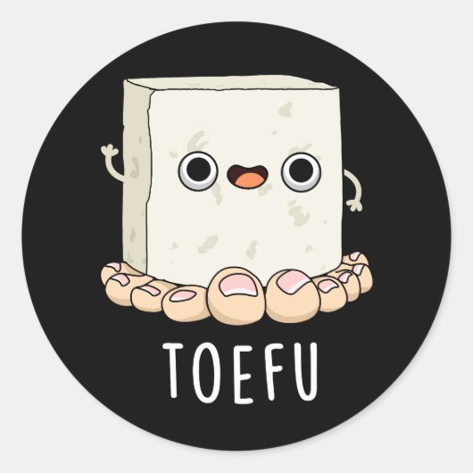 Toe-fu Grappige Tofu Pun Donker BG Ronde Sticker (Voorkant)
