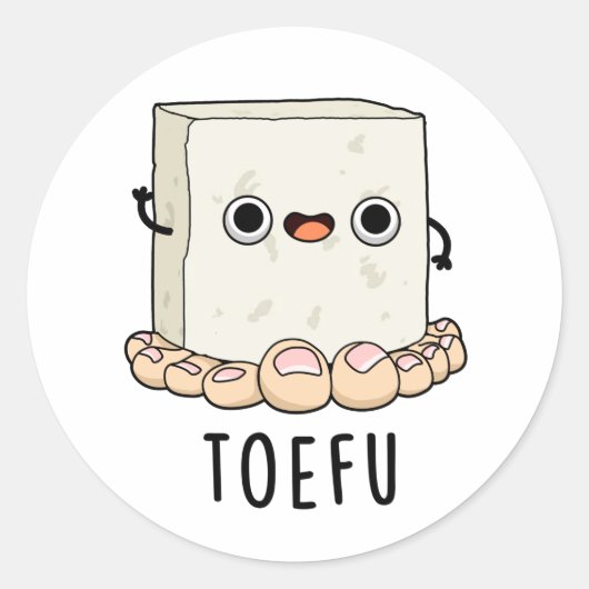 Toe-fu Grappige Tofu Pun Ronde Sticker (Voorkant)
