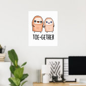 Toe-gether Cute Big Toe Pun Poster (Thuiskantoor)