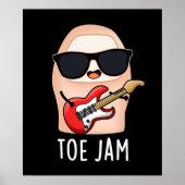 Toe Jam Grappig Big Toe Music Pun Dark BG Poster (Voorkant)