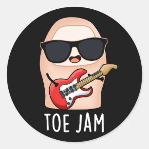 Toe Jam Grappig Big Toe Music Pun Dark BG Ronde Sticker