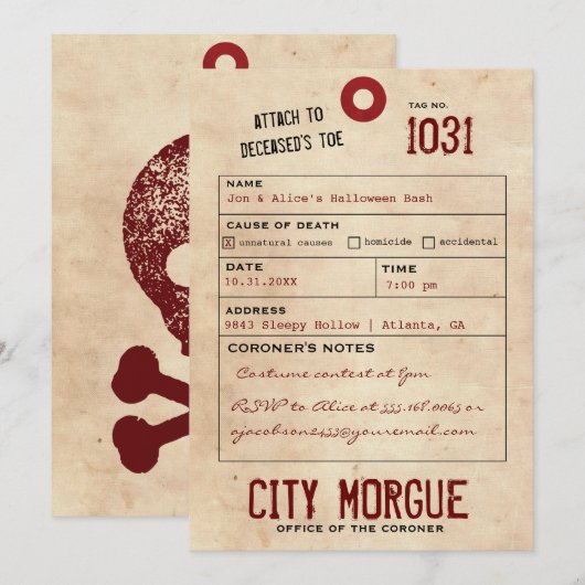  Toe Label Adult Halloween Party nodigt uit Feestdagenkaart (Voorkant / Achterkant)