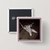 'Toe Shoes' Square Pin Vierkante Button 5,1 Cm (Voorkant /achterkant)