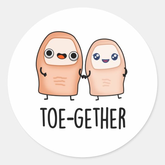 Toe-Together Grappige Big Toe Pun Ronde Sticker (Voorkant)