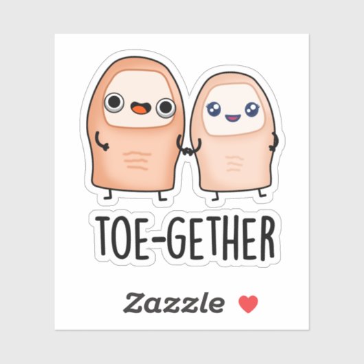 Toe-Together Grappige Big Toe Pun Sticker (Vel)
