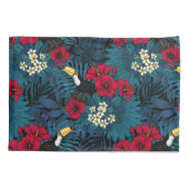 Toecans and tropical flora, green and red kussensloop (Achterkant-Links)