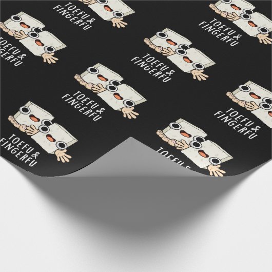 Toefu Fingerfu Funny Food Tofu Pun Dark BG Cadeaupapier (Hoek)