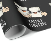 Toefu Fingerfu Funny Food Tofu Pun Dark BG Cadeaupapier (Rol Hoek)
