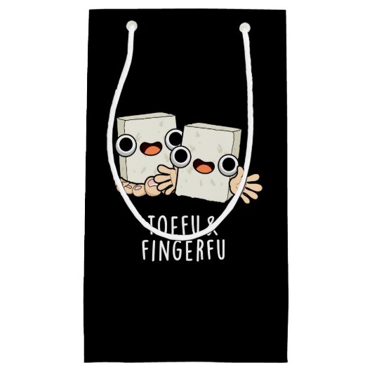 Toefu Fingerfu Funny Food Tofu Pun Dark BG Klein Cadeauzakje (Voorkant)