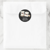 Toefu Fingerfu Funny Food Tofu Pun Dark BG Ronde Sticker (Tas)