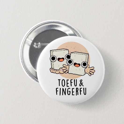 Toefu Fingerfu Funny Food Tofu Pun Ronde Button 5,7 Cm (Voorkant /achterkant)