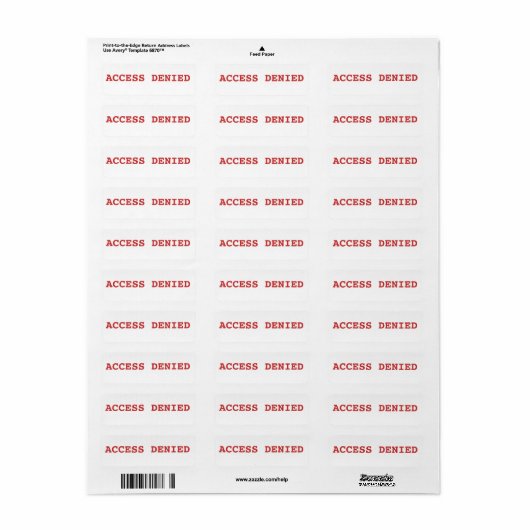 toegang geweigerd etiket (Full Sheet)