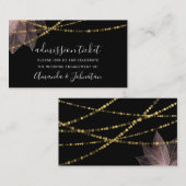 Toegang Ticket Bruiloft Goud Zwart Roos Bloemen (Voorkant / Achterkant)