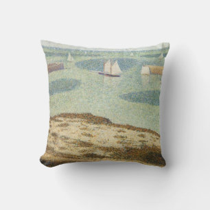 Toegang tot de haven door Georges Seurat, Vintage  Kussen