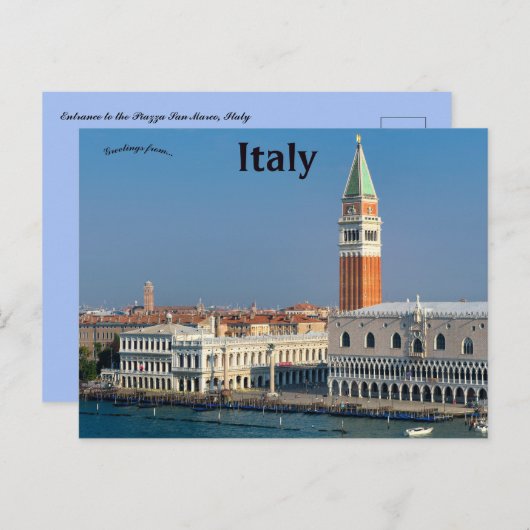 Toegang tot Piazza San Marco Italië Briefkaart (Voorkant / Achterkant)
