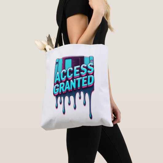 Toegang Verleend | Retro Hacker Floppy Disk Grafis Tote Bag (Dichtbij)