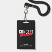 Toegangsbadge evenement concertpas rode aangepaste badge (Voorzijde met lanyard)