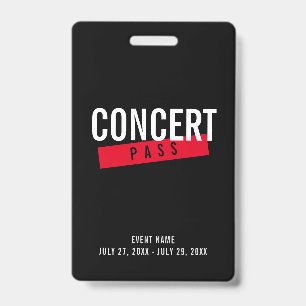 Toegangsbadge evenement concertpas rode aangepaste badge