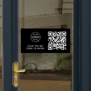 Toegangsbeheer   QR Code Black Business Logo Raamsticker