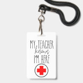 Toegangsbewijs verpleegster school badge (Voorzijde met lanyard)