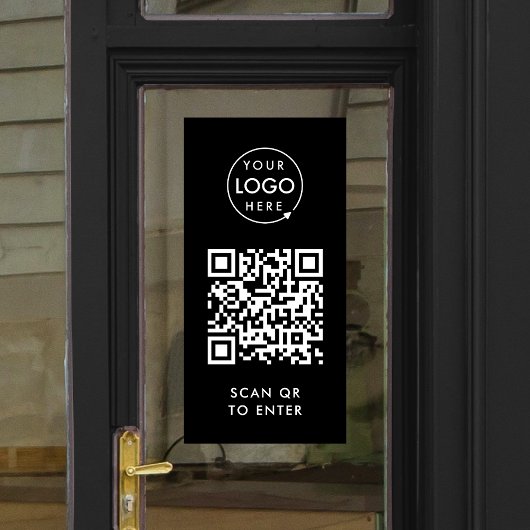 Toegangscontrole Deur Slot | QR Code Zwarte Logo Raamsticker
