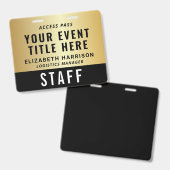 Toegangspas evenement VIP personeel bemanning Zwar Badge (Voor- en achterkant)