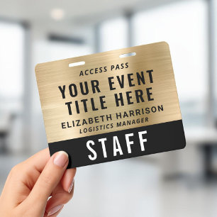 Toegangspas evenement VIP Personeel Crew Black Gol Badge