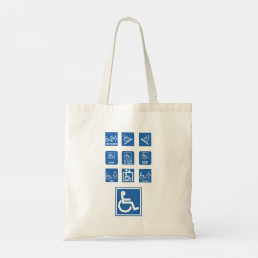 Toegankelijkheidssignalen voor rolstoelen tote bag (Achterkant)