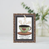 Toegediend aan briefkaart cartoon koffie (Staand voorkant)