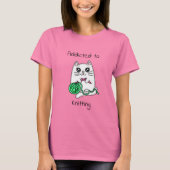 Toegediend aan Knitting | Cute Cat T-shirt (Voorkant)