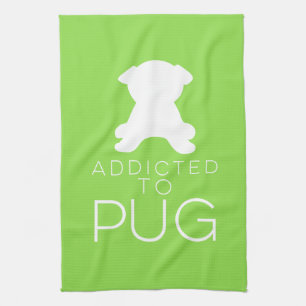 Toegediend aan Pug White Silhouette Dish Towel Theedoek