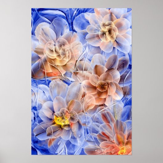 Toegekende Handgeschilderde Abstracte Bloem Poster (Voorkant)