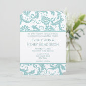 Toegevoegd op 8 maart Aqua Blue Victoriaans Damask Kaart (Staand voorkant)