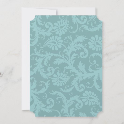 Toegevoegd op 8 maart Aqua Blue Victoriaans Damask Kaart (Achterkant)