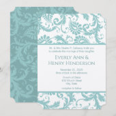 Toegevoegd op 8 maart Aqua Blue Victoriaans Damask Kaart (Voorkant / Achterkant)